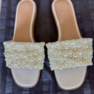 a new day Pearl Embellished Sandals in Cream